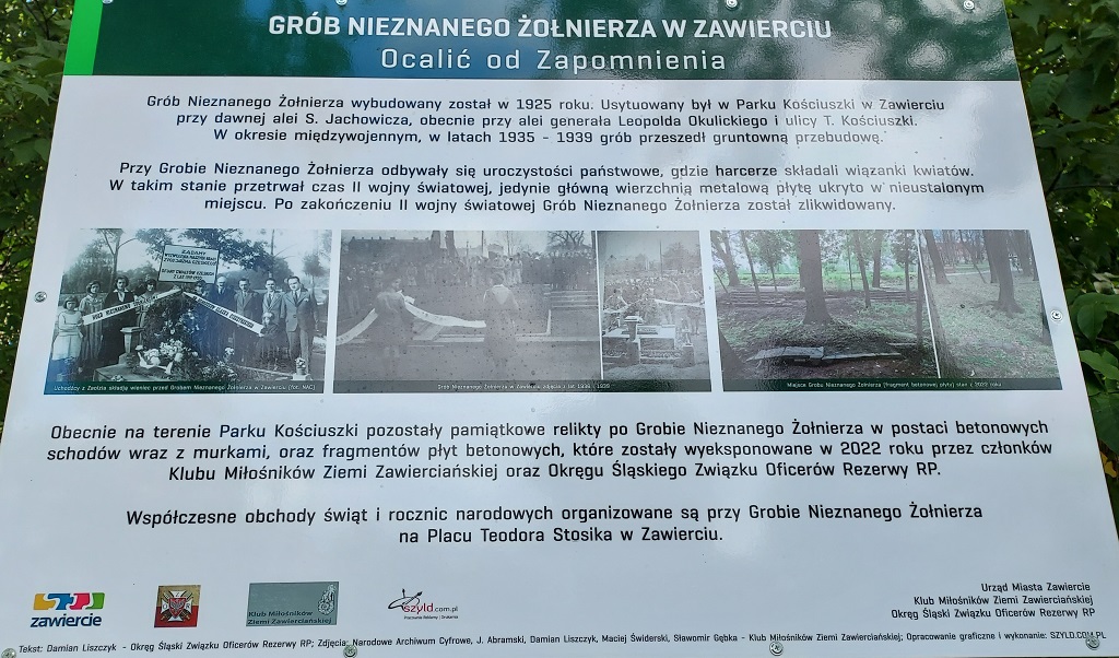 Okręg Śląski ZOR RP współorganizował  uroczystą prezentację  reliktów  Grobu Nieznanego Żołnierza w zawierciańskim Parku Kościuszki